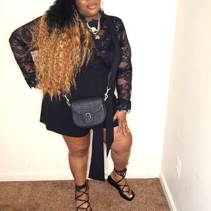 Black lace shorts jumpsuit